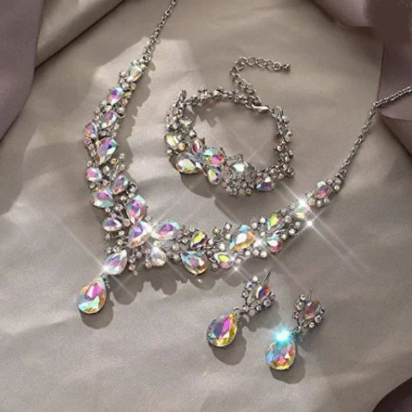 NEW Sparkling Bling Swarovski Crystal Rhinestone Wedding Necklace Set + … - Picture 14 of 16